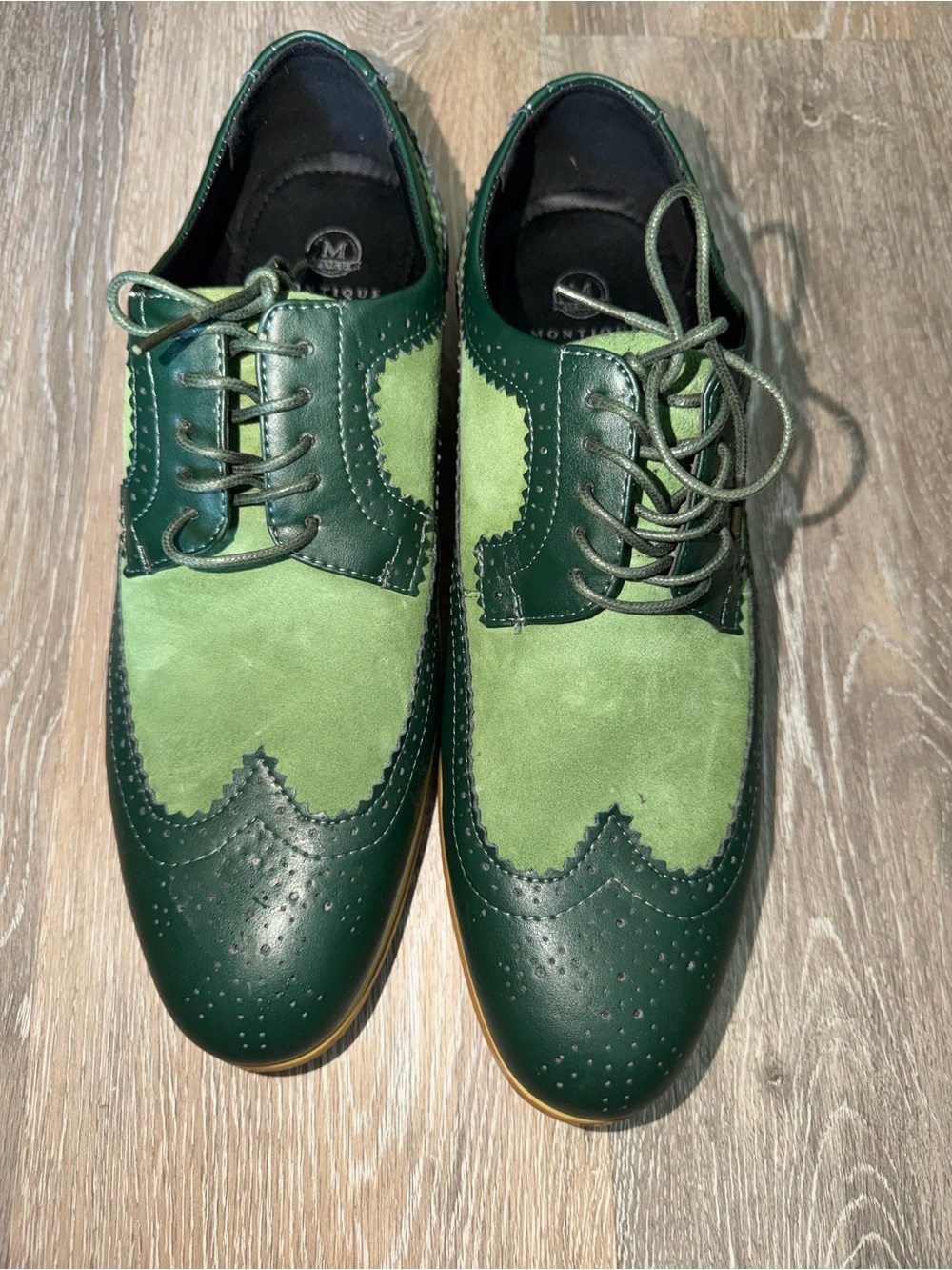 Men's Two-Tone Green Wingtip Derby Oxfords